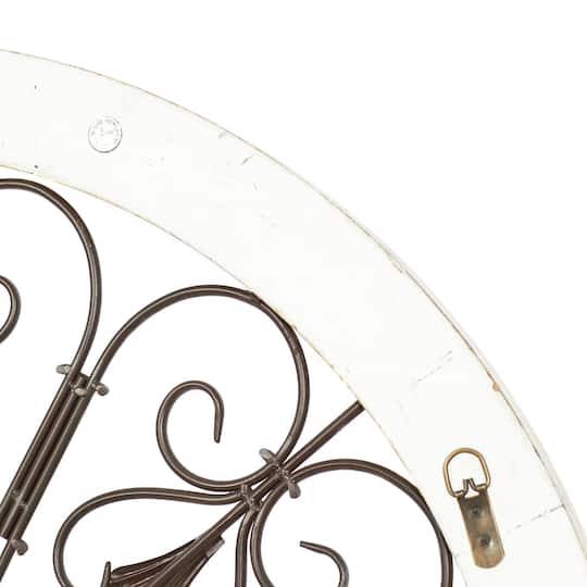 Cream & Brown Metal & Wood Round Wall Décor